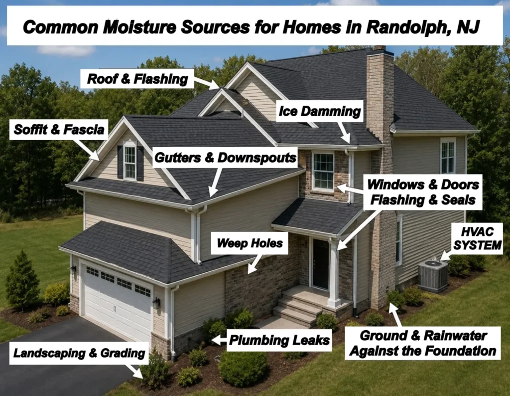Mold inspection and remediation services in Randolph, NJ must address the source of where moisture enters your home