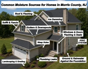 Effective mold inspection and remediation services in Morris County, NJ address the moisture sources requiring mold removal.