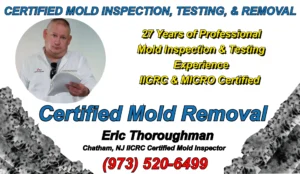 Credentials information card for IICRC certified mold testing and inspection expert Eric Thoroughman of Chatham, NJ.