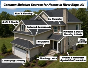 Tracing water leaks determine if you need professional mold testing or a full remediation services in River Edge, NJ