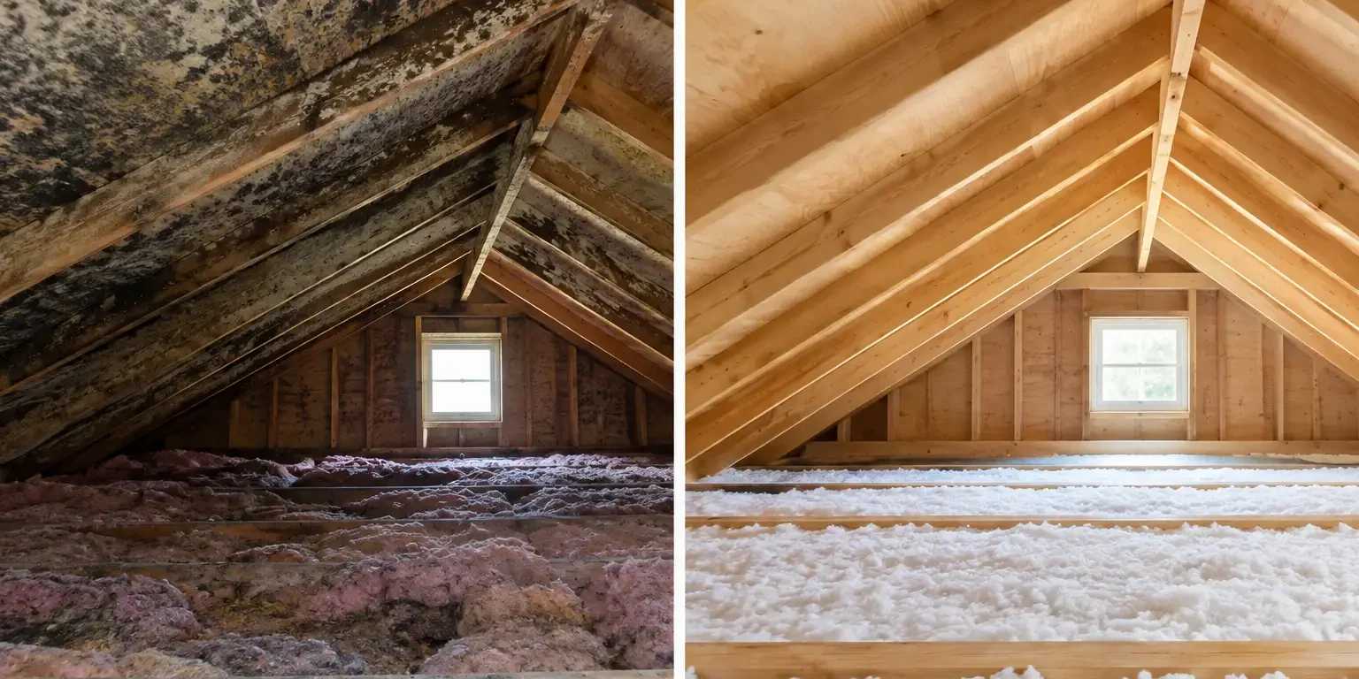 Attic Mold Cleanup Before and After Results